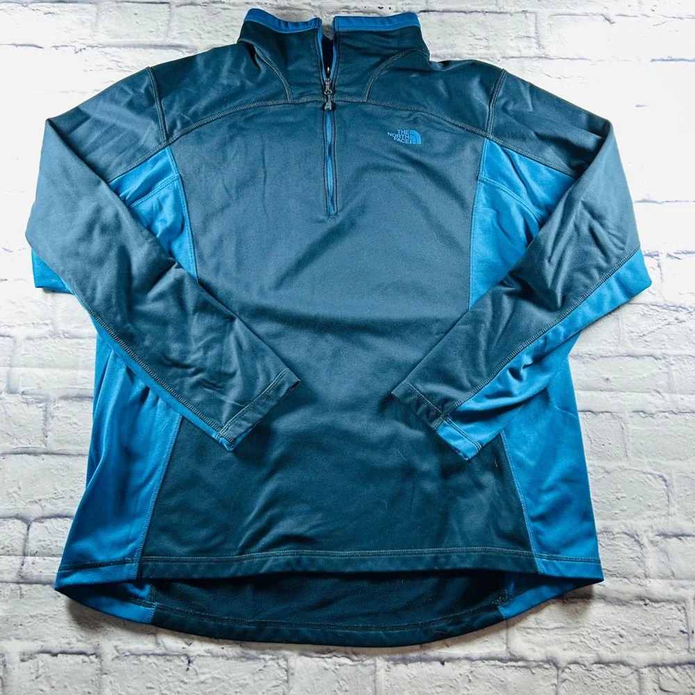 The North Face Mens XXL 1/4 Zip Pullover Sweatshirt Blue Technical Fleece Layer